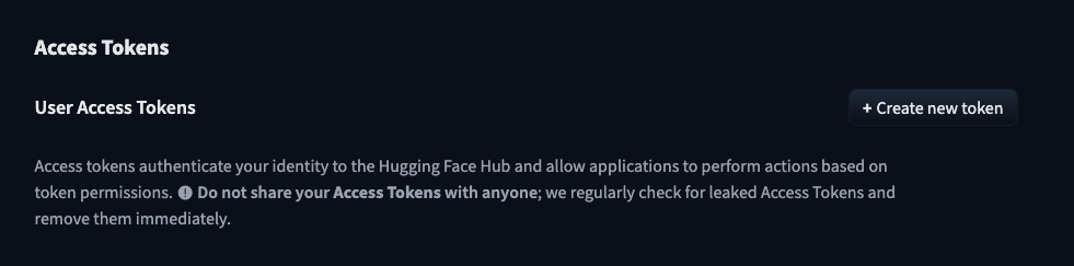 Раздел "Access Token"