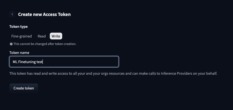 Создание токена